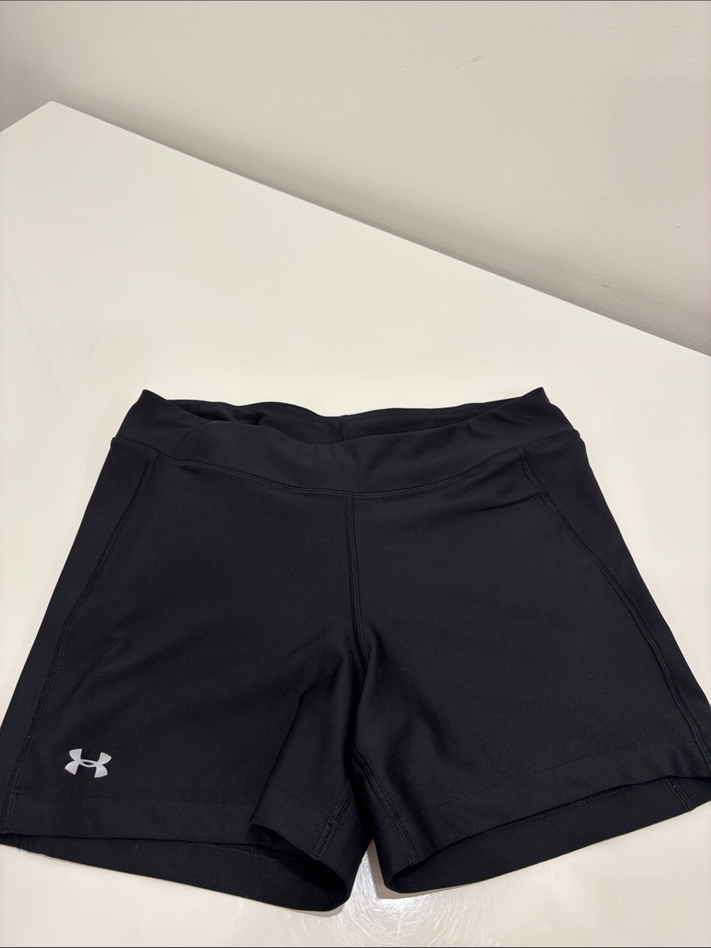 Under Armour Women's Black Athletic Shorts with Logo